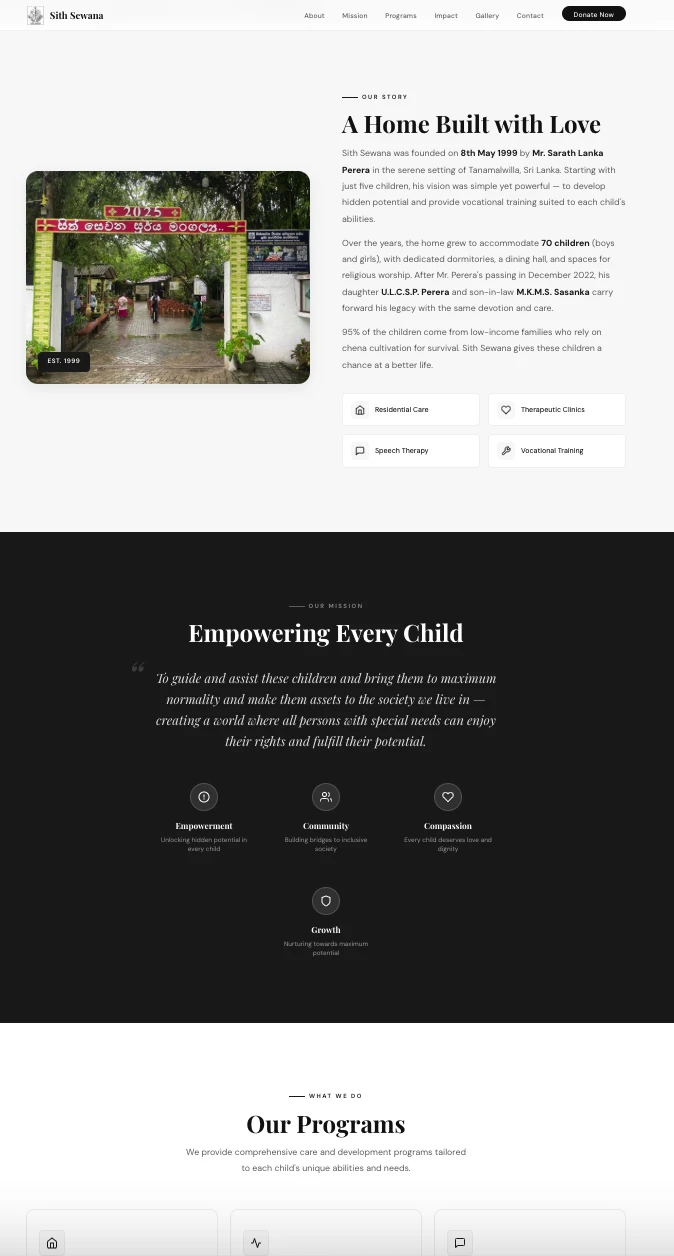 Sith Sewana website inner page